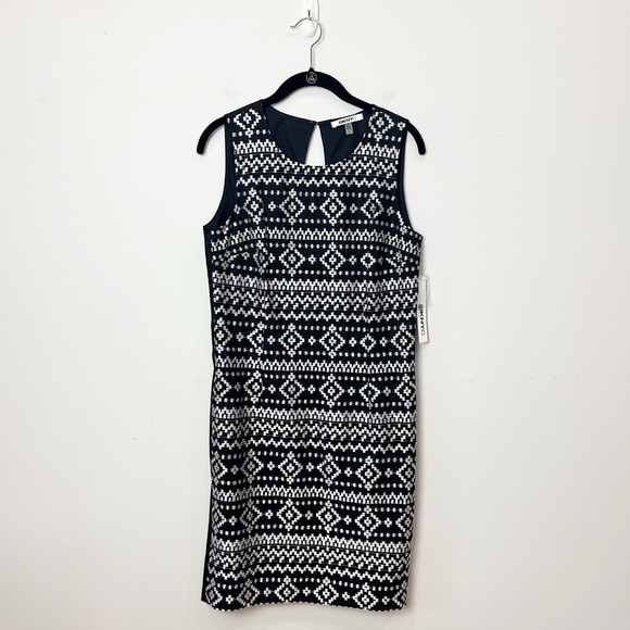 DKNYC Dresses & Skirts - DKNYC Woven Shift Dress Black White Linen Cotton Sleeveless